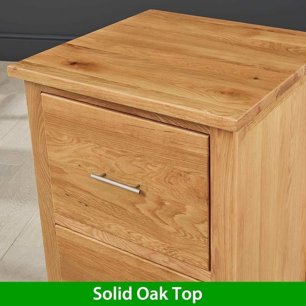 Solid Oak Filing Cabinet 2 Drawer Lockable Foolscap Office Storage