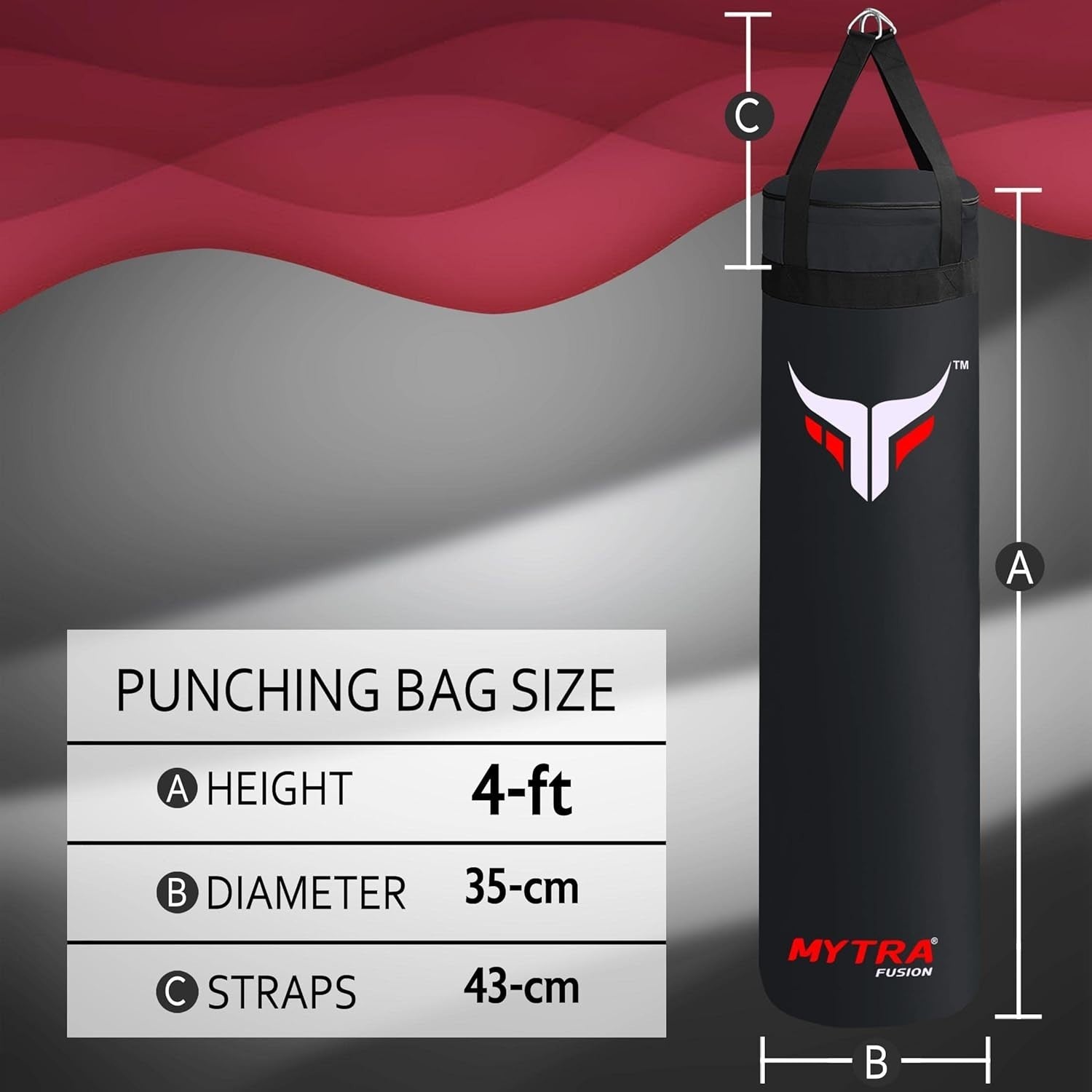 4FT Hanging Punching Bag Unfilled Boxing MMA Kickboxing Training Bag