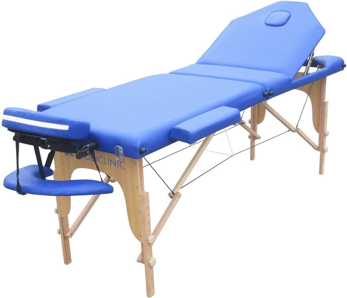 Portable Wooden Massage Table 3-Section Adjustable Therapy Beauty Bed Blue