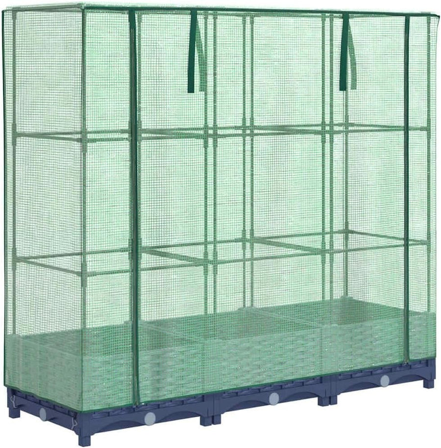 Raised Bed Planter with Greenhouse Cover 120x40x123cm | Rattan Look Iron Frame