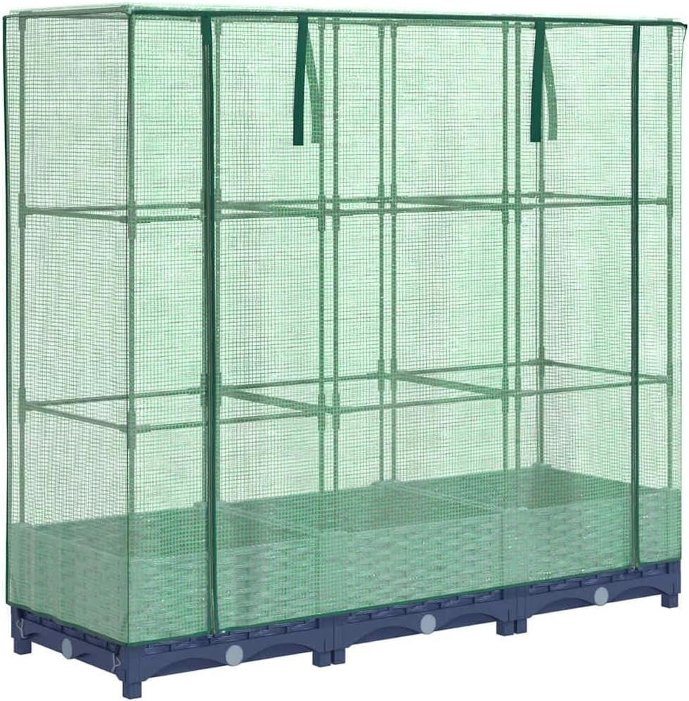 Raised Bed Planter with Greenhouse Cover 120x40x123cm | Rattan Look Iron Frame