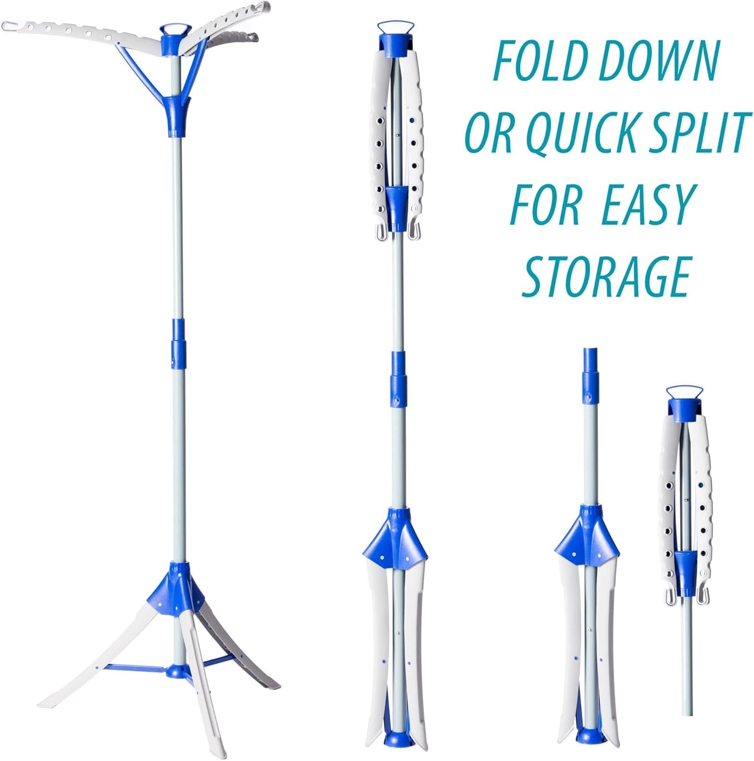 Portable Clothes Rail Airer Tripod Folding Drying Rack 159cm Large Capacity