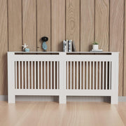 Large White Radiator Cover Cabinet 92cm MDF Vertical Slatted Heater Shelf