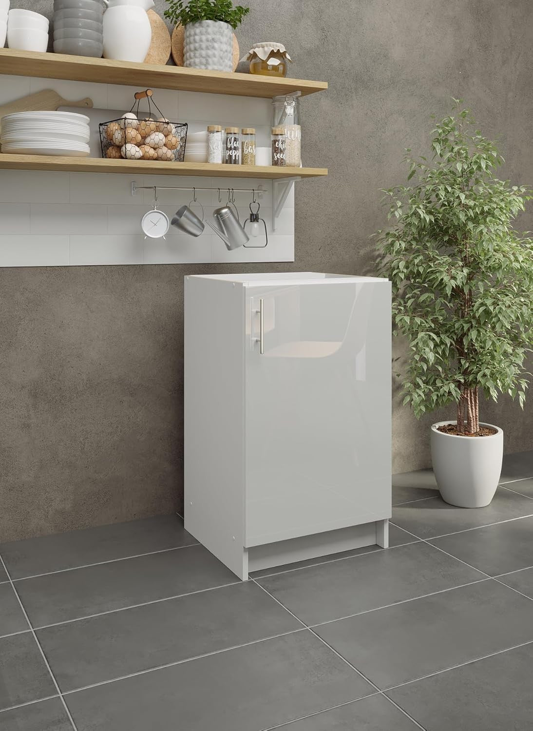 Modern 500mm White Gloss Kitchen Base Cabinet Cupboard Storage Unit