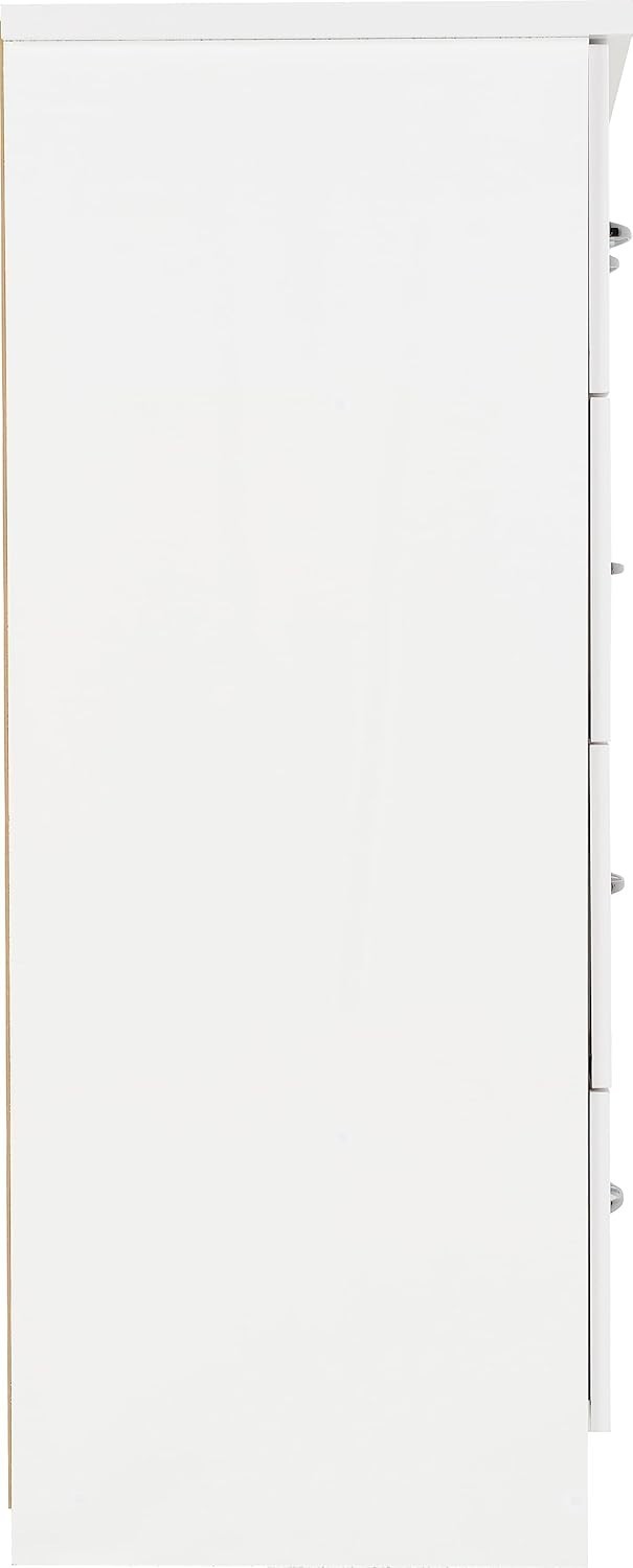 White Gloss 3+2 Chest of Drawers with Metal Handles for Bedroom Storage