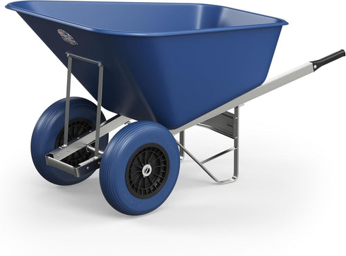 200L Twin Wheel Wheelbarrow – Blue Heavy Duty Plastic Tub w/ Steel Frame 150kg