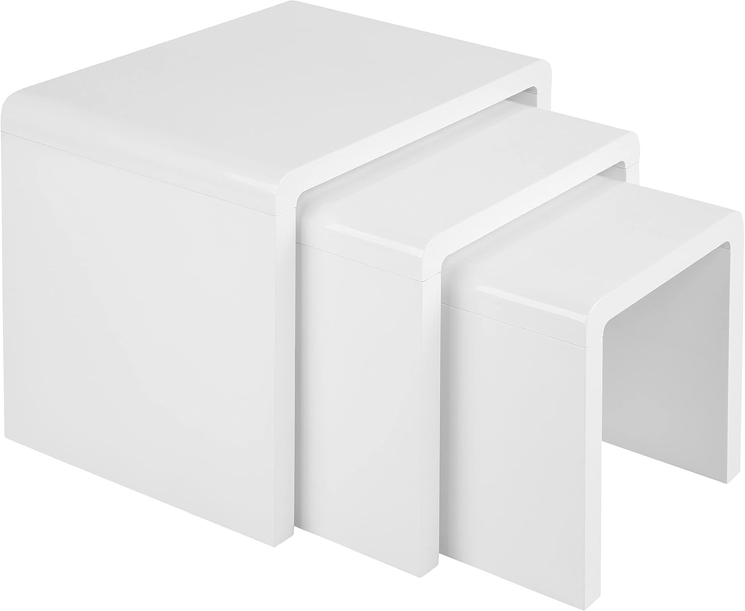 White High Gloss Coffee Table Set of 3 Nesting Living Room Side End Tables