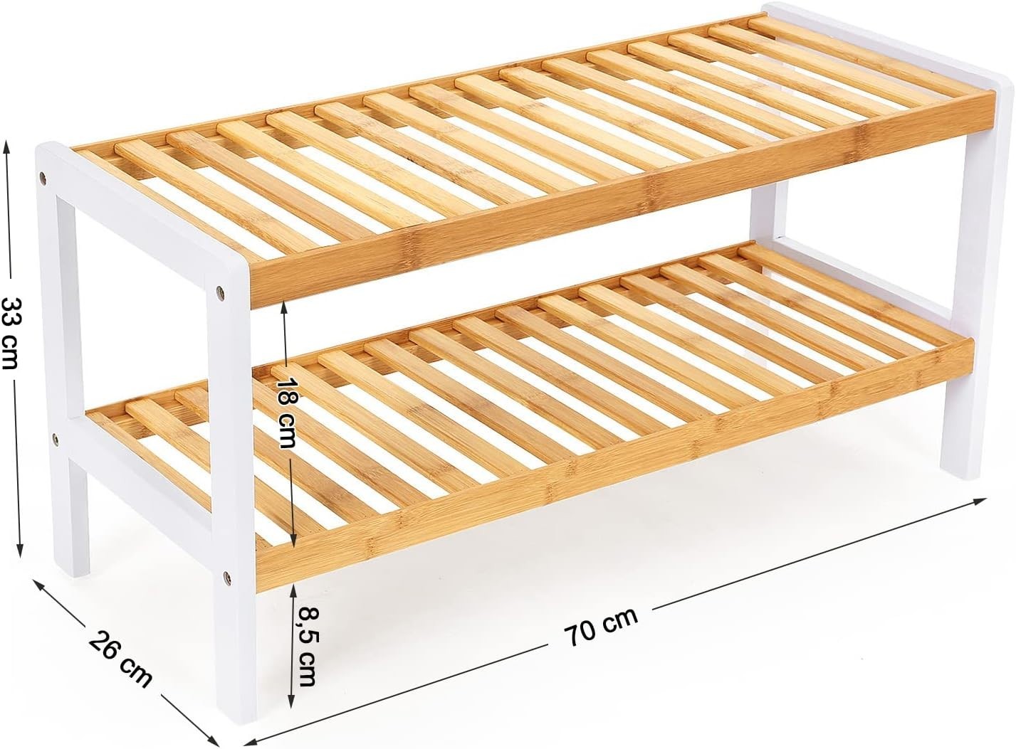 2-Tier Bamboo Shoe Rack Storage Shelf for Hallway Bedroom Living Room