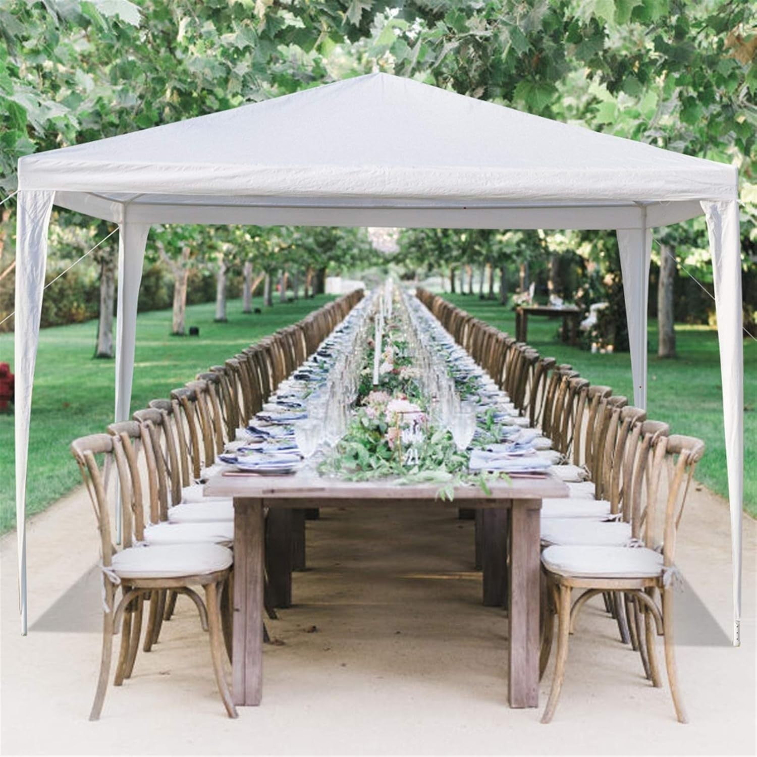 10x10ft Patio Gazebo Party Tent w/ 3 Side Walls White Waterproof Canopy
