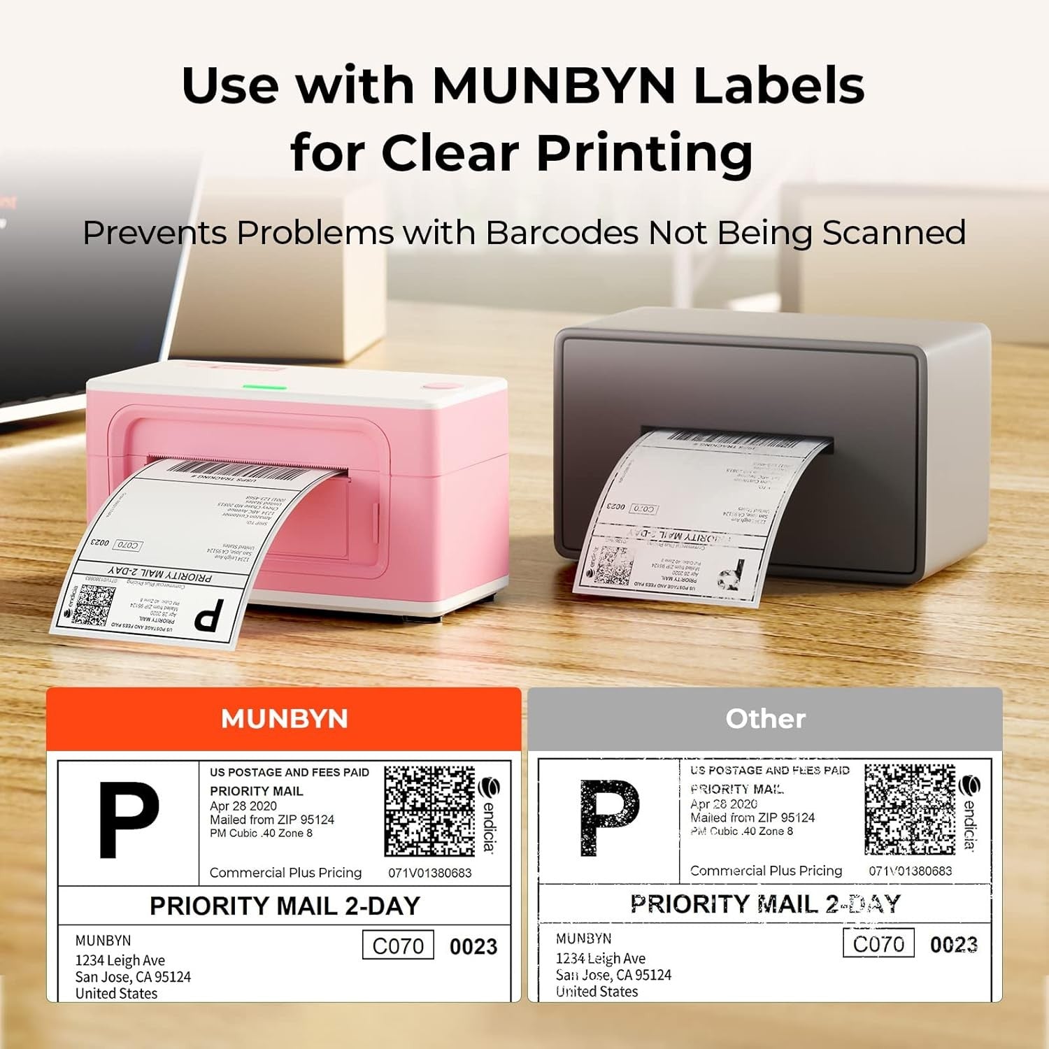 4x6 Bluetooth Thermal Label Printer Shipping Postage Pink