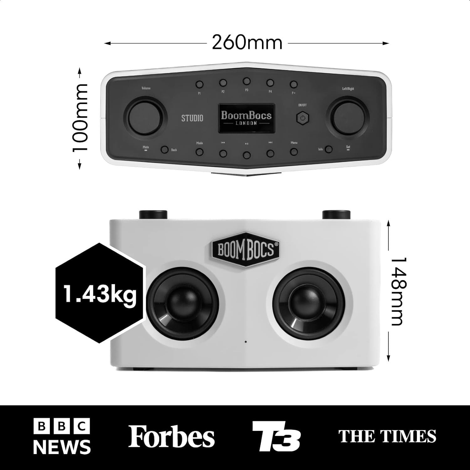 WiFi Internet Radio Bluetooth Speaker FM Alarm, 15H Battery