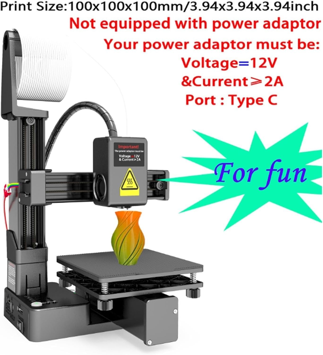 Mini 3D Printer One Click Easy Use 100x100x100mm PLA TPU