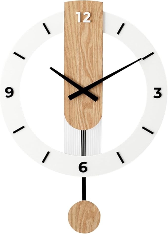 Modern Wooden Swing Wall Clock Silent Hanging Clock Number Design Home Decor