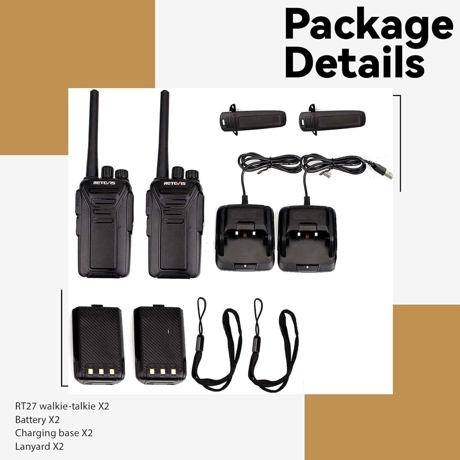 Long Range Walkie Talkies 2 Pack PMR446 Rechargeable VOX 2 Way Radios