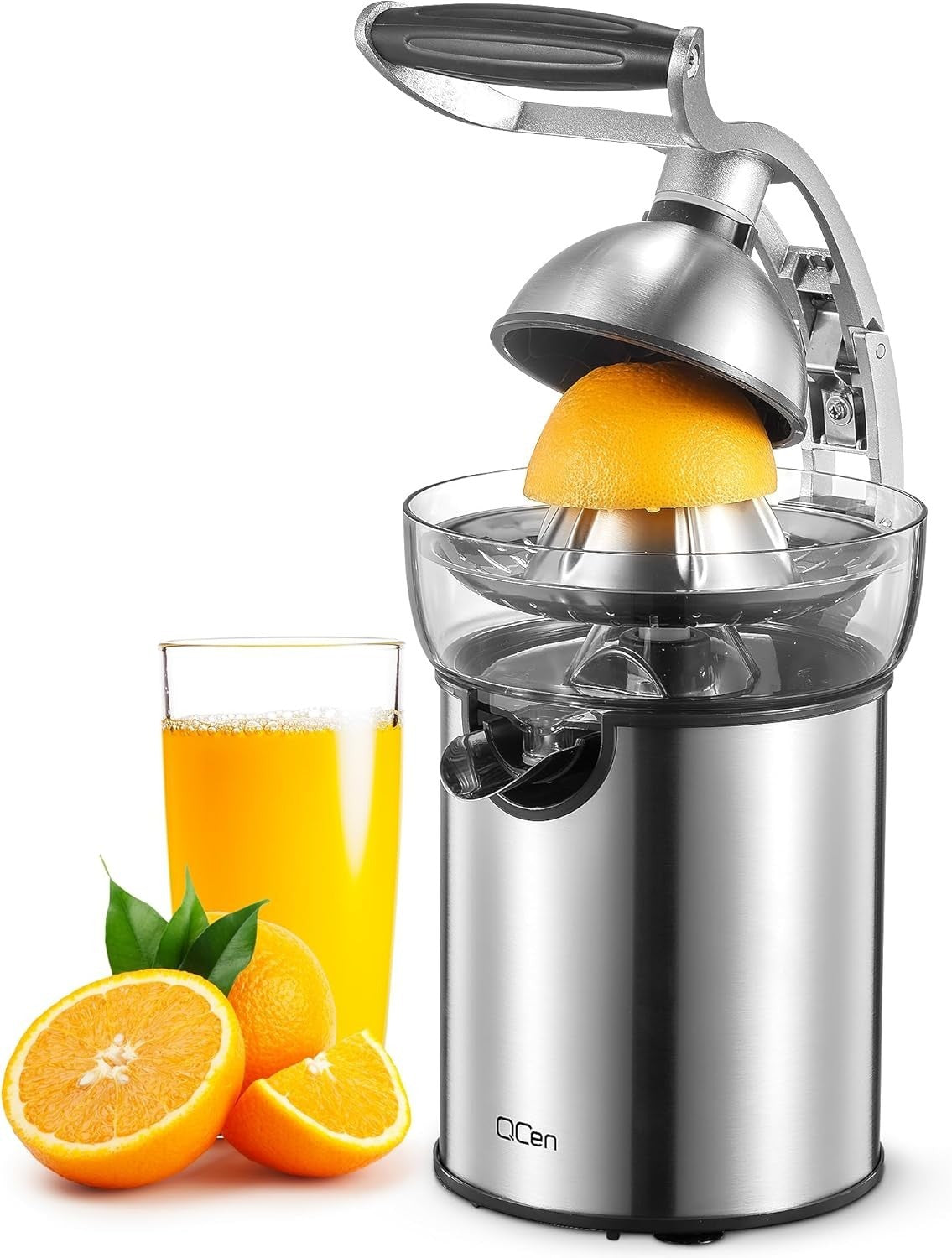 Electric Citrus Juicer Stainless Steel Anti Drip 2 Cones Easy Clean