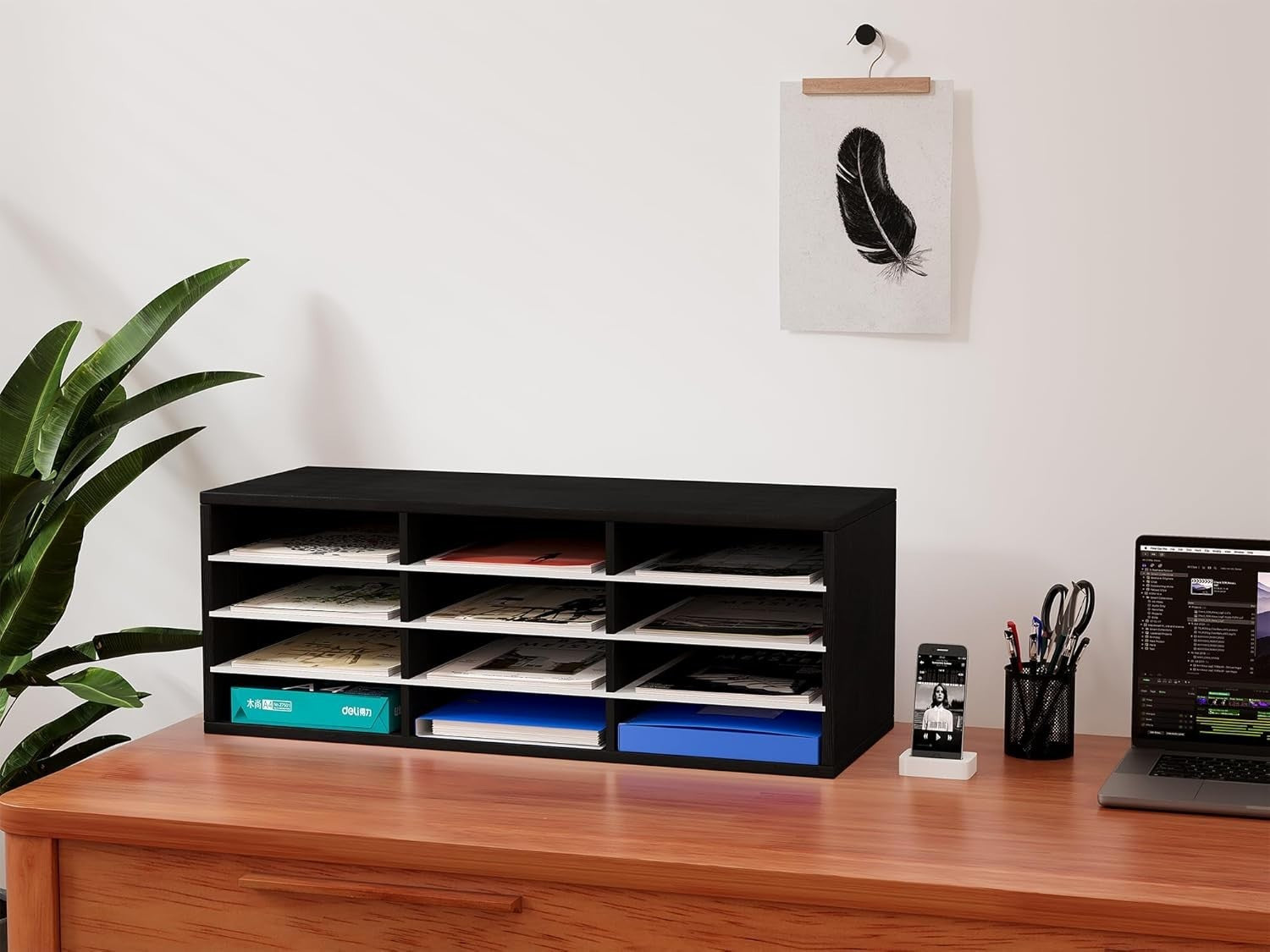 Desk File Organizer 12 Compartment Desktop Tray A4 Document Holder