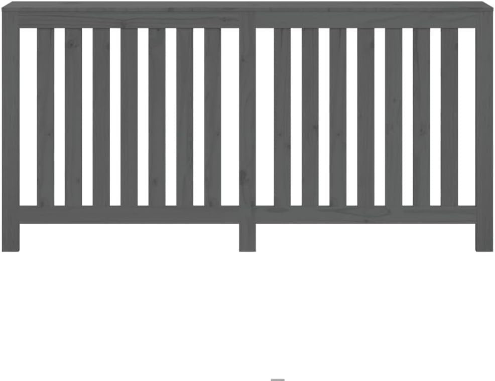 Modern Grey Solid Pine Radiator Cover 169x19x84cm – Slatted Heater Cabinet