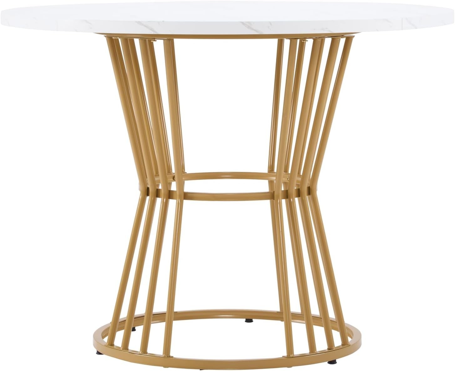 100cm Round Marble Dining Table Gold Legs Modern Kitchen Restaurant