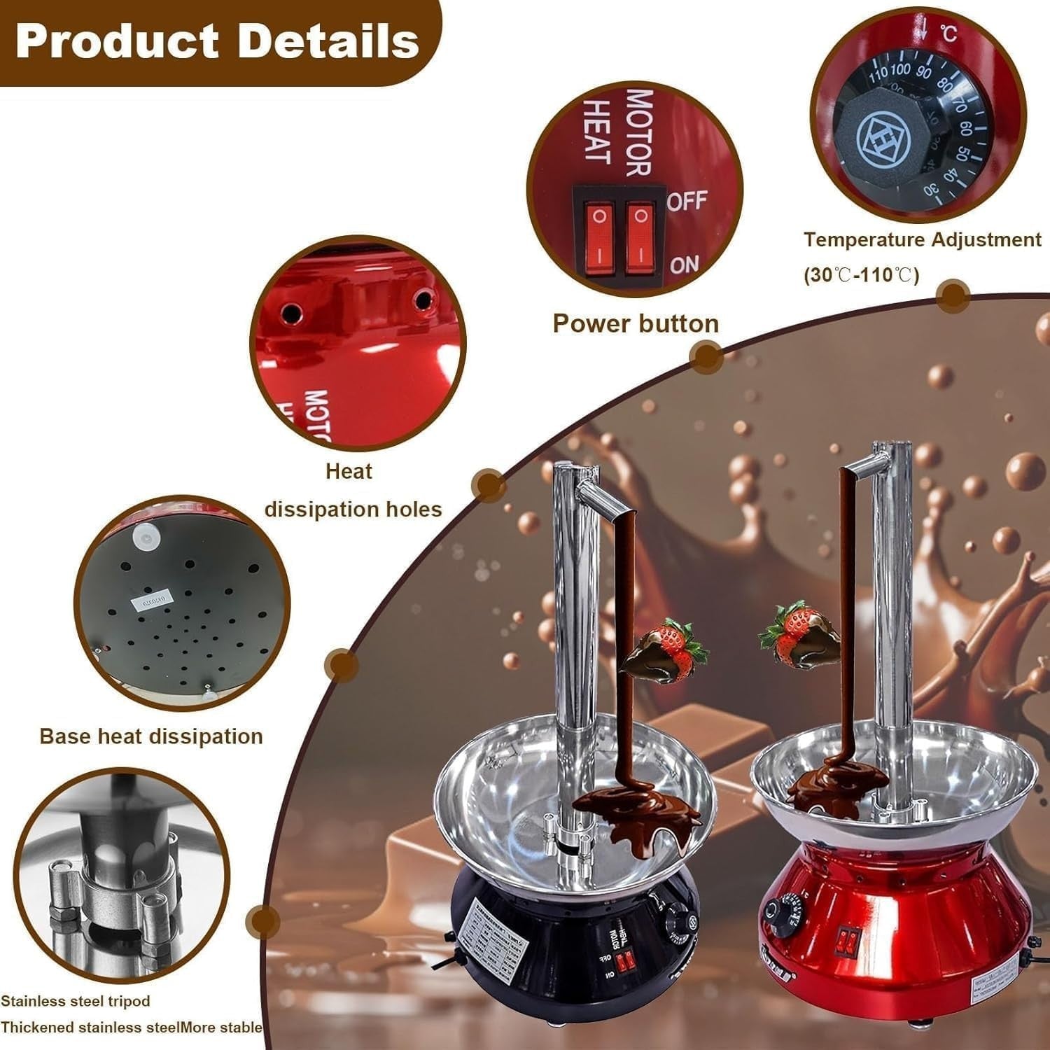 Commercial Chocolate Fountain Machine Adjustable Fondue Party Tower