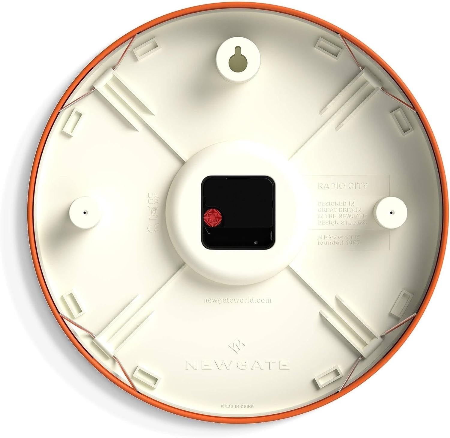 Retro Wall Clock 33cm Silent Non-Ticking Large Orange Kitchen Office
