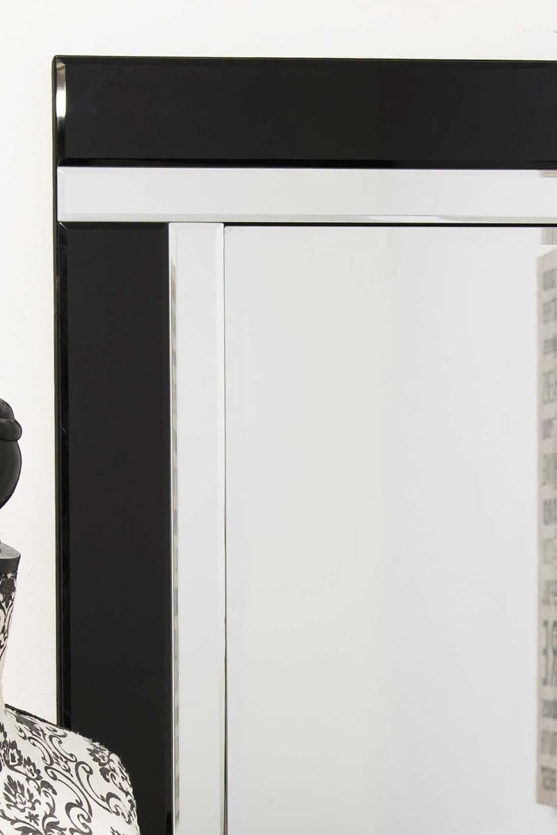 Large Black Double Bevelled Glass Wall Mirror 144x115.5cm Elegant