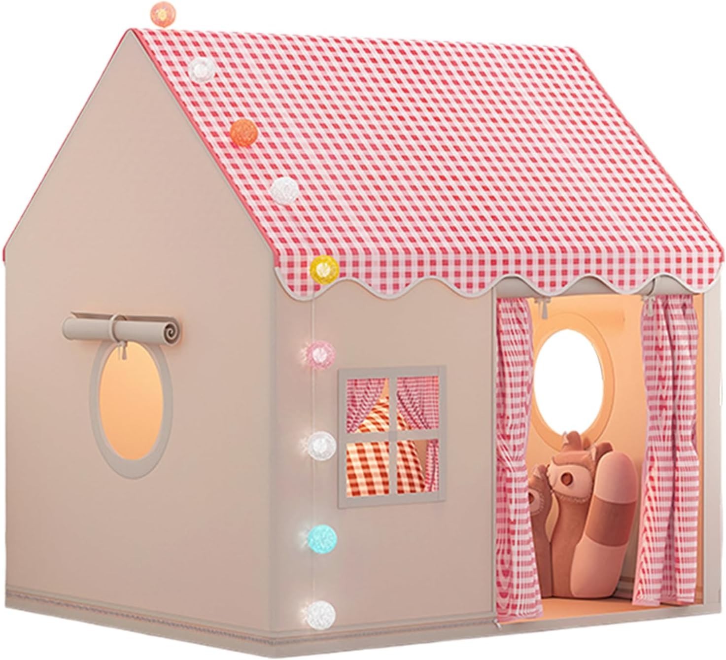 Large Kids Indoor Play Tent w Lights Mat Window Toddler Playhouse