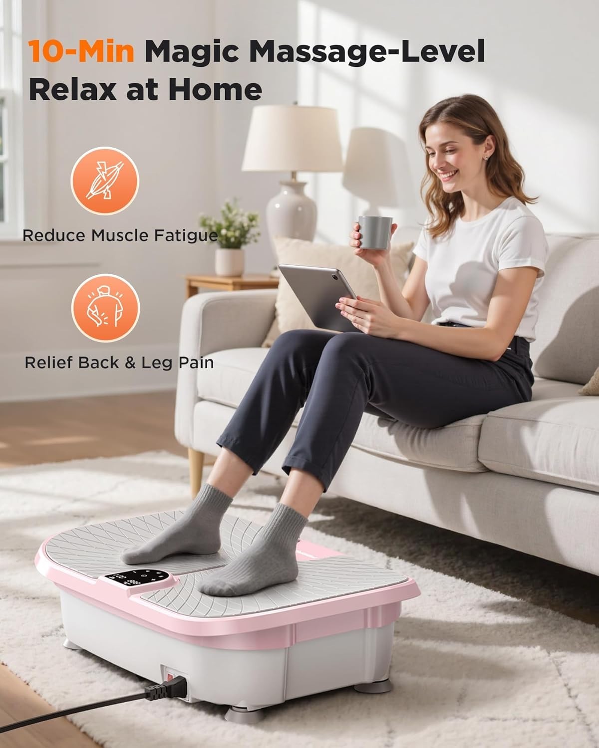 Pink Vibration Plate Exercise Machine 99 Speeds Full Body Toning