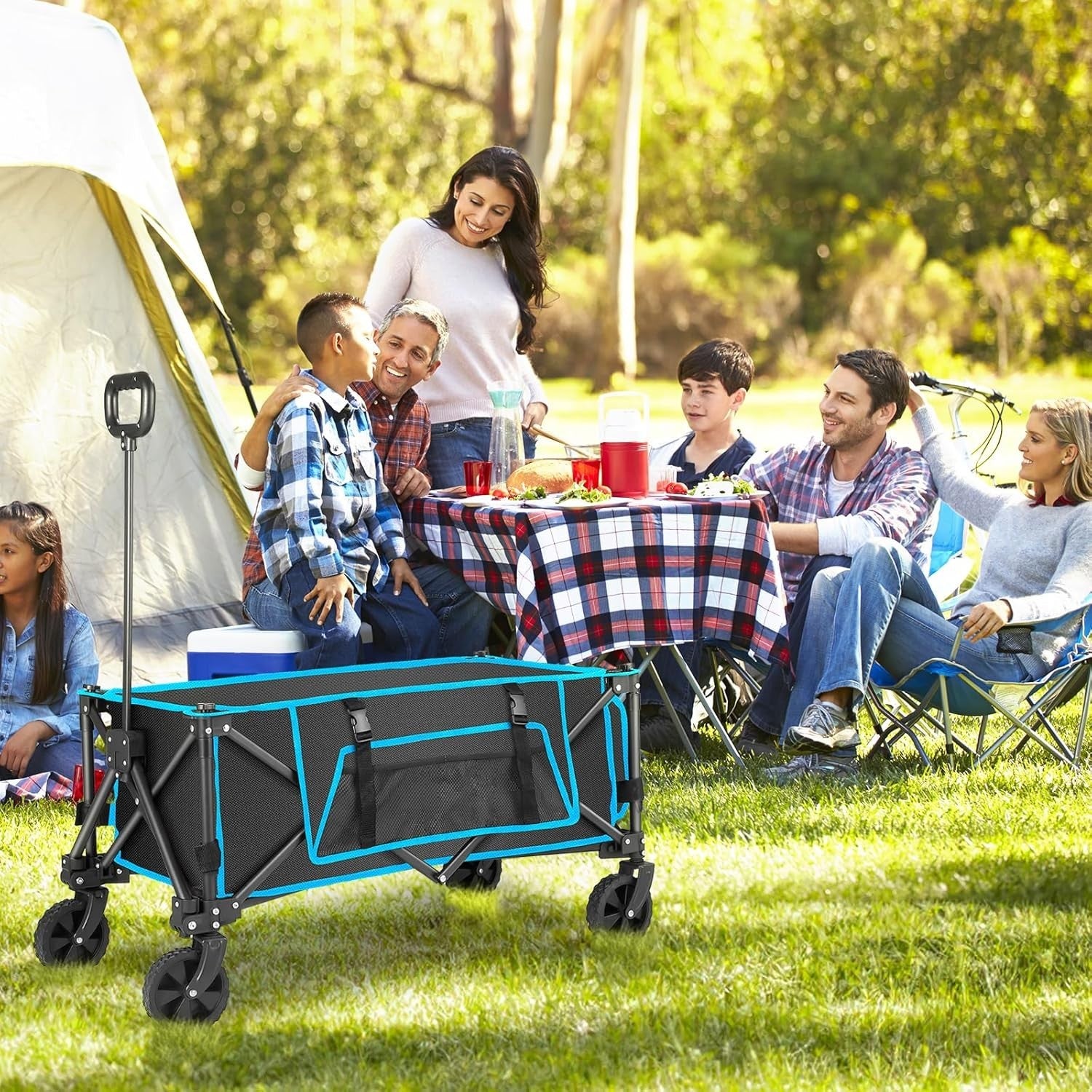 Black Folding Festival Trolley Compact 100L Camping Garden Wagon 150lbs