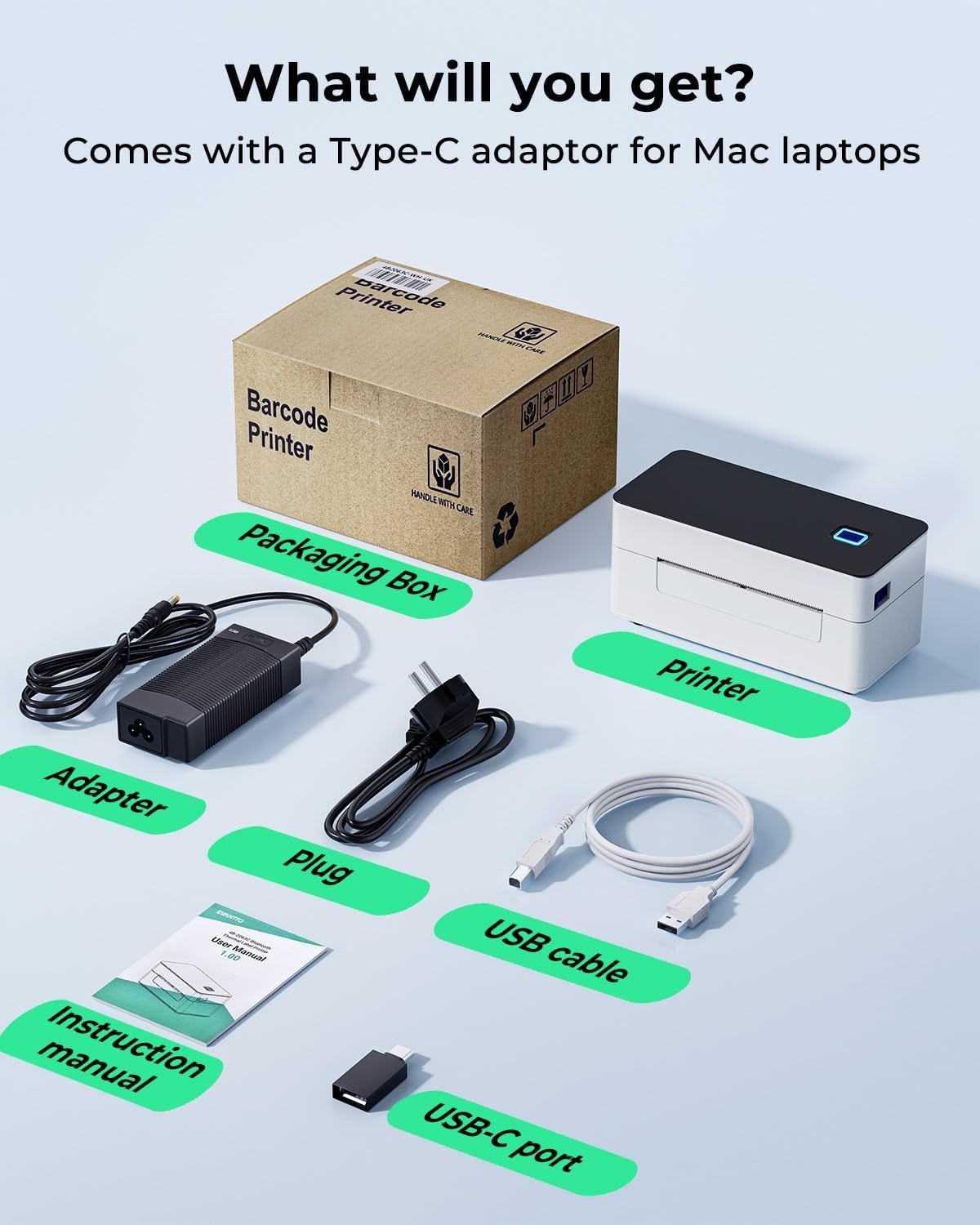 Bluetooth Shipping Printer 4x6 Thermal Wireless USB