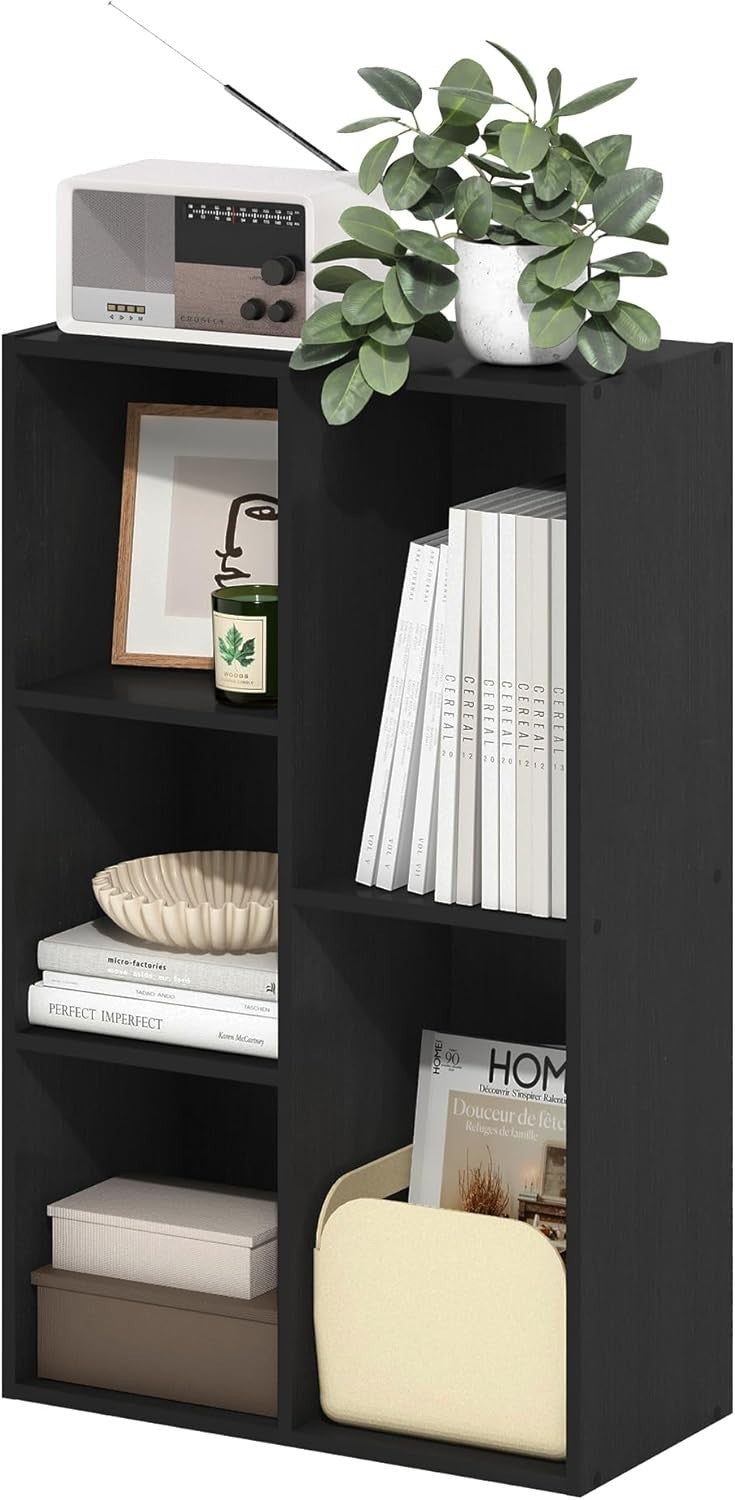 5 Cube Bookcase Storage Open Shelf Compact Organizer Bookshelf Display Black