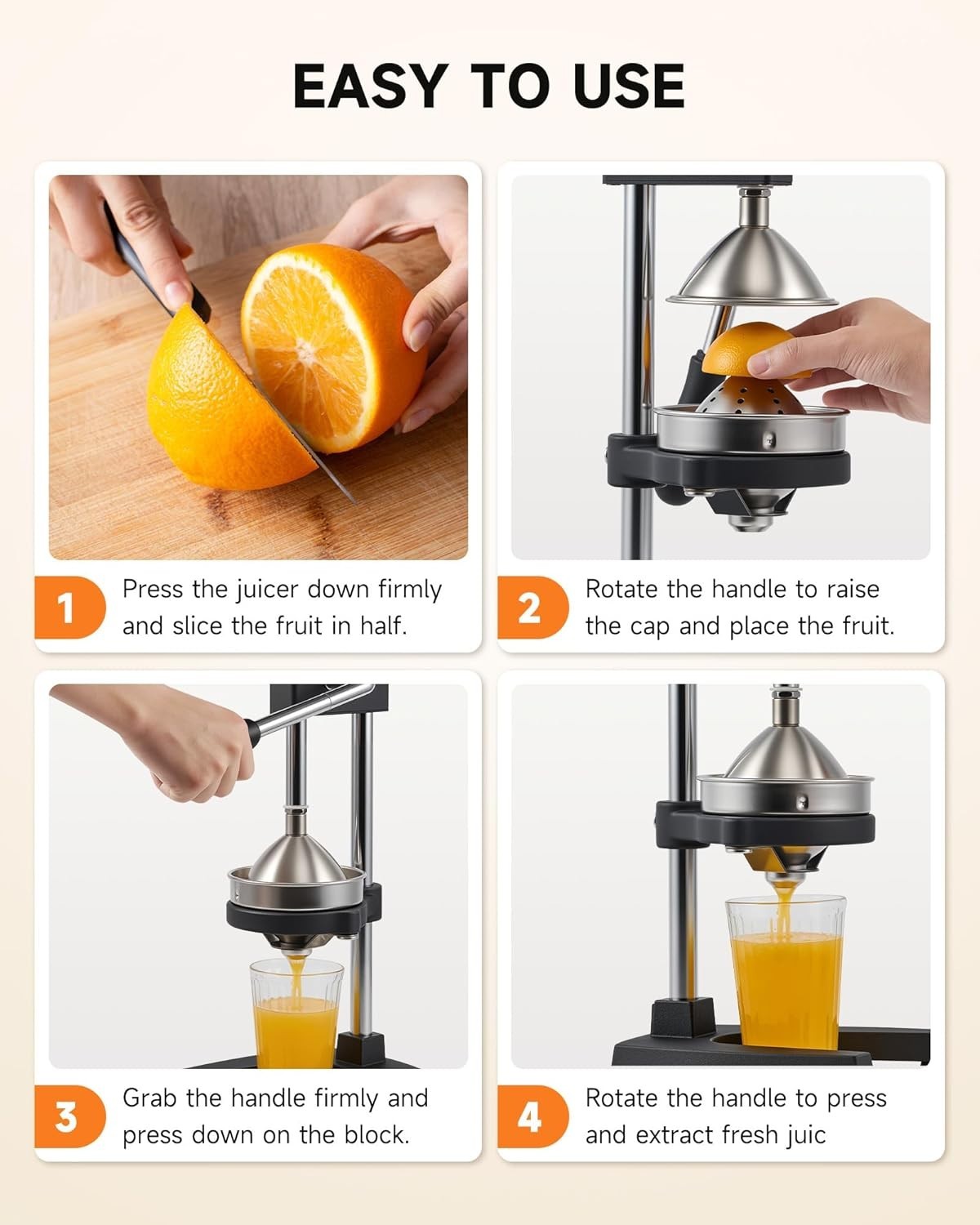 Heavy Duty Manual Citrus Press Cast Iron Juicer Dual Plates Dishwasher Safe
