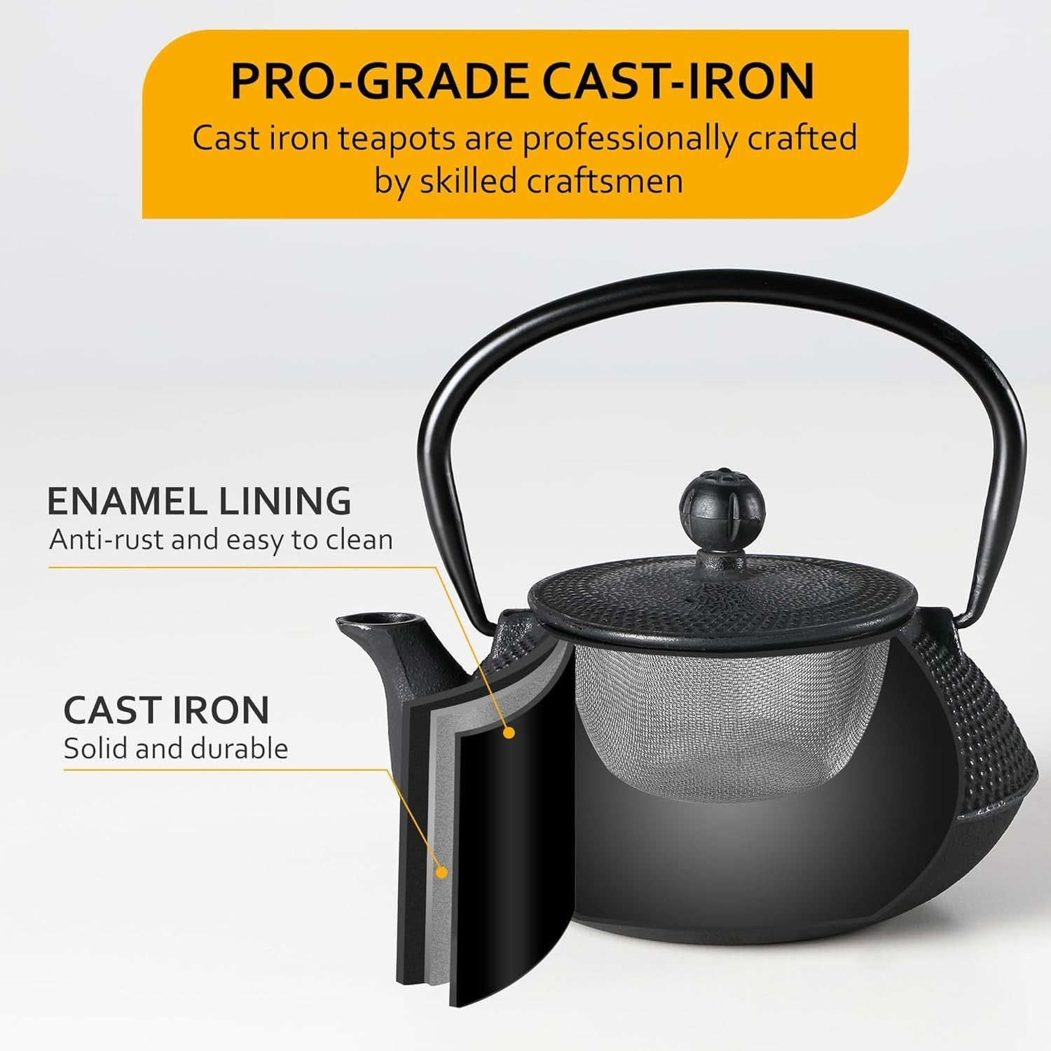 Cast Iron Japanese Teapot Set 700ml Tea Kettle Infuser Cups Tray