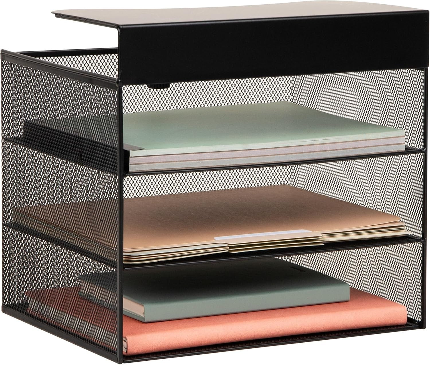 Under Desk Hanging File Organizer | Laptop, Folder, Notebook Storage, Black