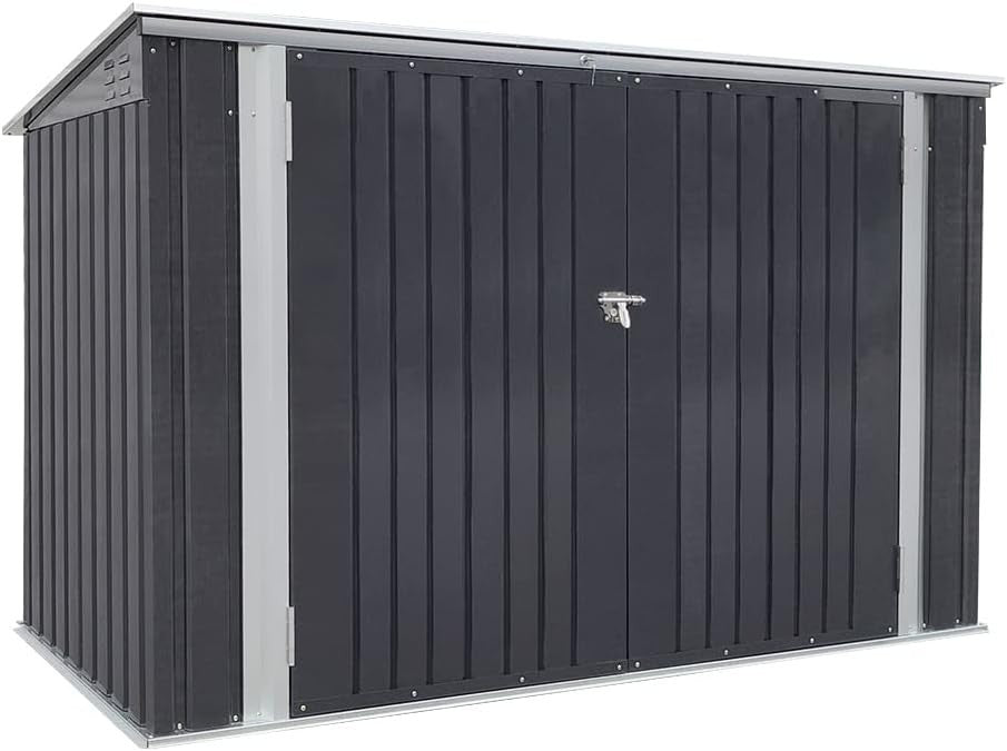 Galvanized Metal Garden Shed 1.05x2.1x1.3m Outdoor Tool & Bike Storage