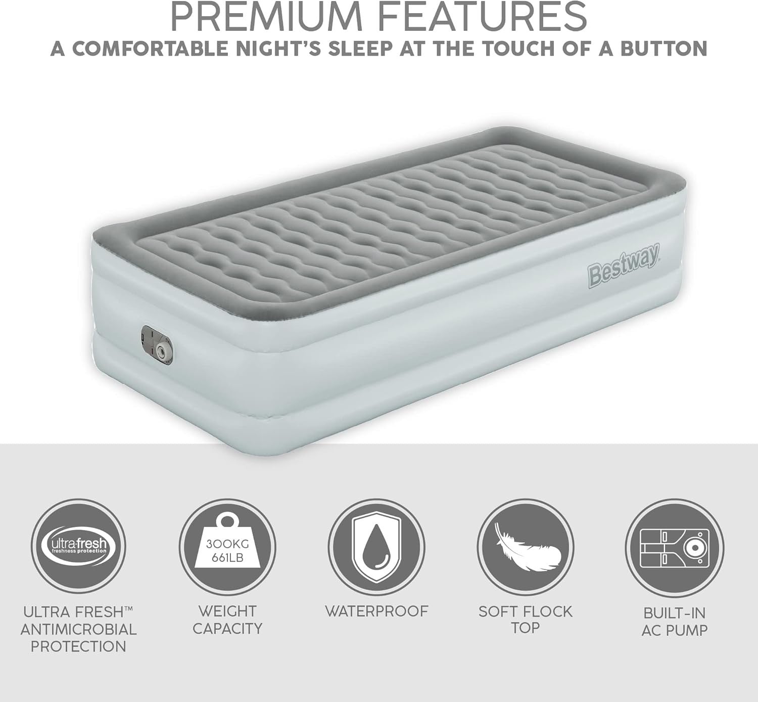 Luxury Single Air Bed Built-In Electric Pump Raised Inflatable Mattress