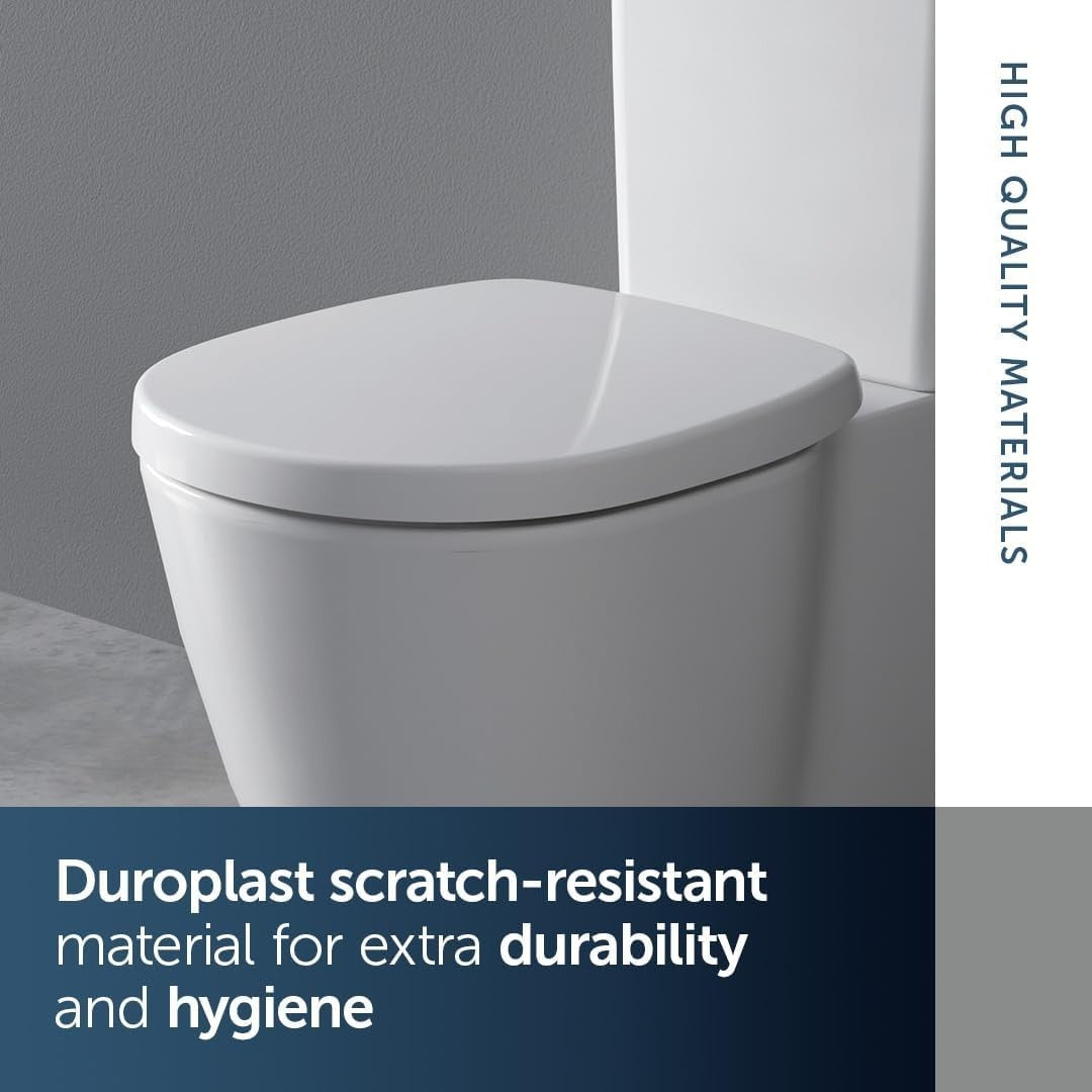 Connect Toilet Seat Round White Wrapover Soft Close Durable Duroplast