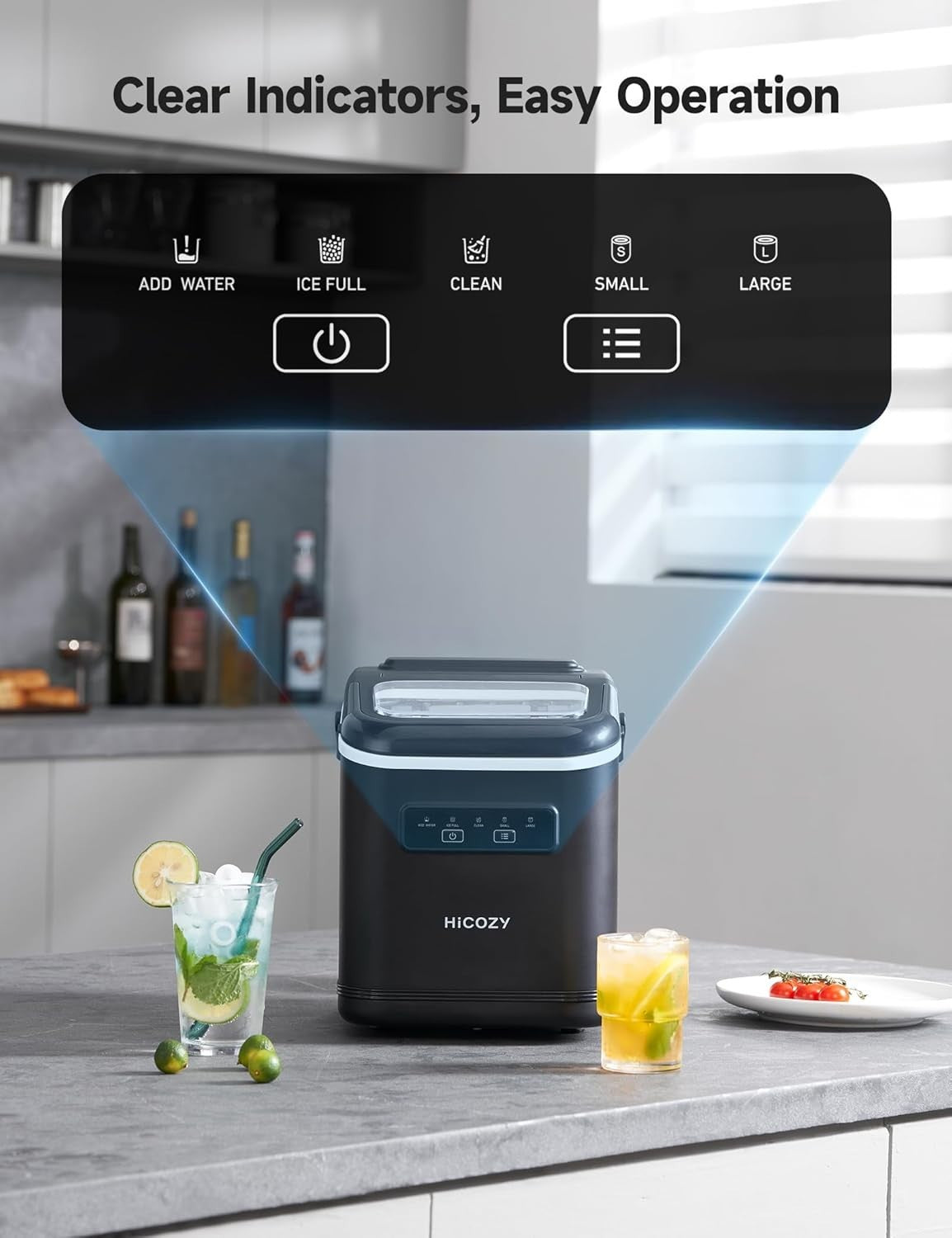 Portable Countertop Ice Maker 12kg Daily Fast Ice 6-Min Self Cleaning Handle