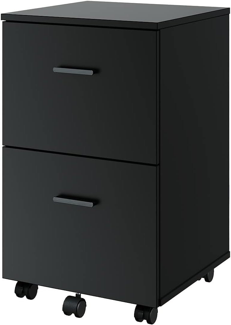 Mobile File Cabinet 2 Drawer Under Desk A4 Letter Rolling Office Storage