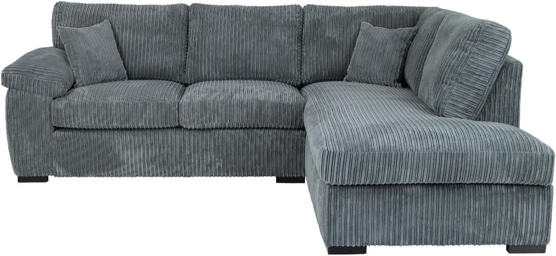 Grey Jumbo Cord L-Shape 4-Seater Corner Sofa – Stylish, Space-Saving Comfort
