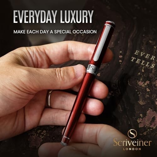 Luxury Rollerball Pen Crimson Red Chrome Medium Gift Box
