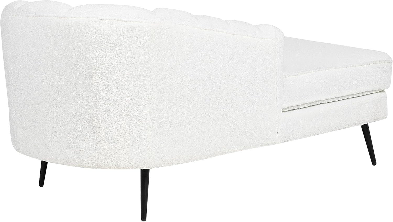 Right-Hand Boucle Chaise Lounge Sofa | Off-White Modern Seat Black Legs