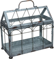 Small Iron & Glass Greenhouse with Lockable Lid and Carry Handle 29x15x26cm