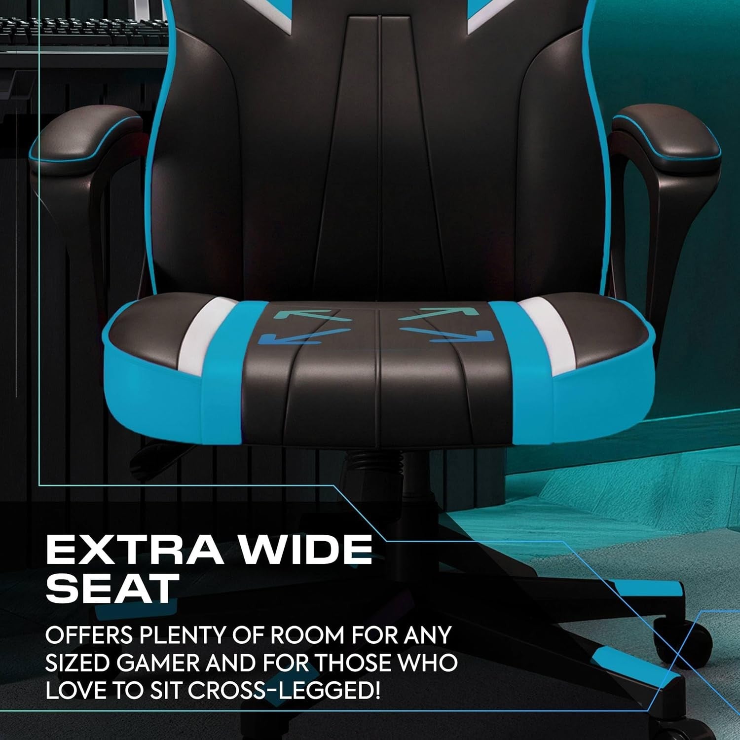 Ergonomic Gaming Chair High Back Wide Seat Adjustable Blue