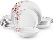 18 Piece Porcelain Dinner Set Floral Plates Bowls Dishwasher Microwave Safe
