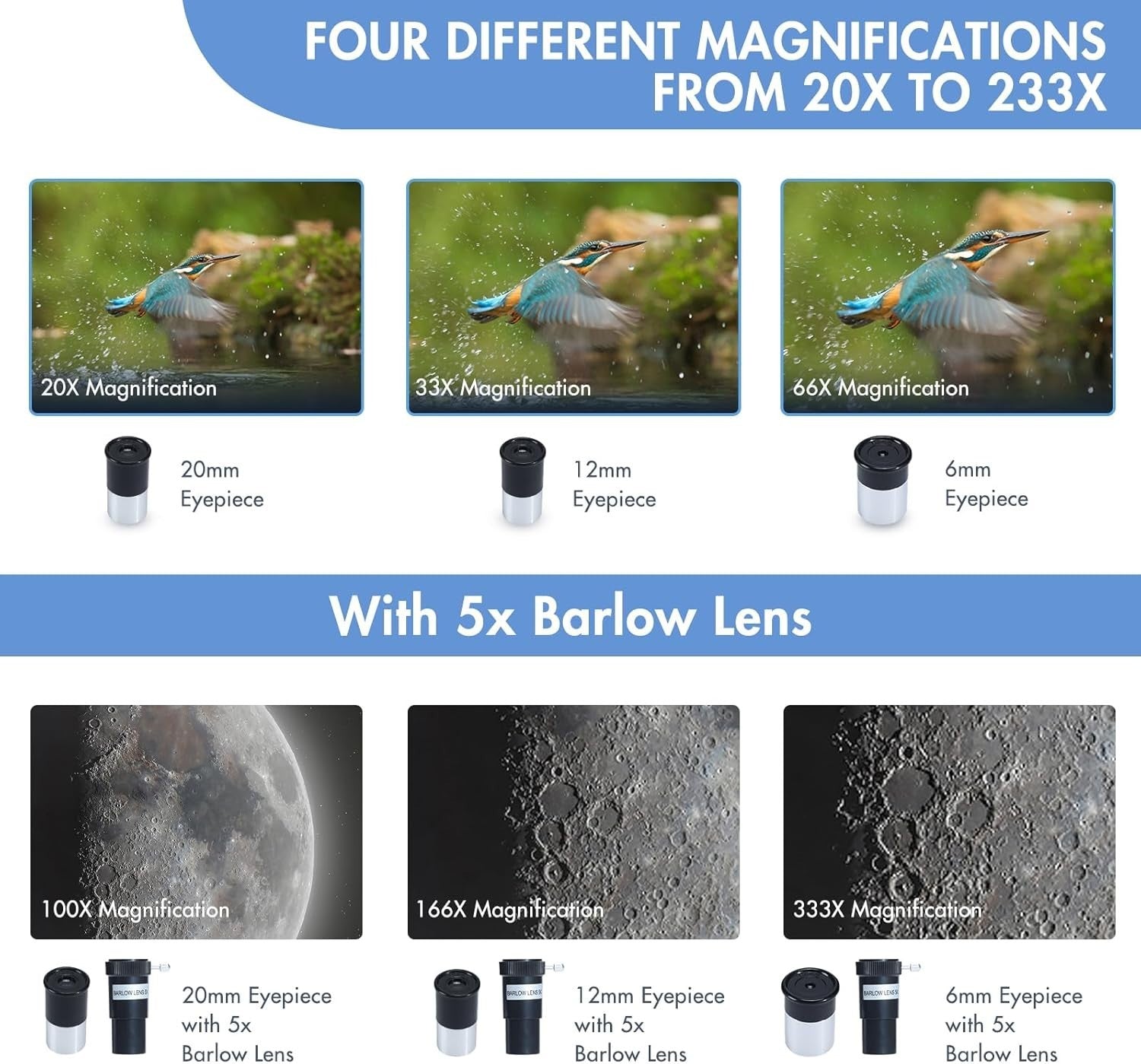 70mm Refractor Telescope 20–200X FMC Lens with Tripod & Phone Adapter
