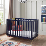 Baby Cot Bed Convertible Toddler Bed Adjustable Height Modern Design Midnight
