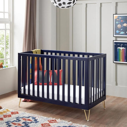 Baby Cot Bed Convertible Toddler Bed Adjustable Height Modern Design Midnight