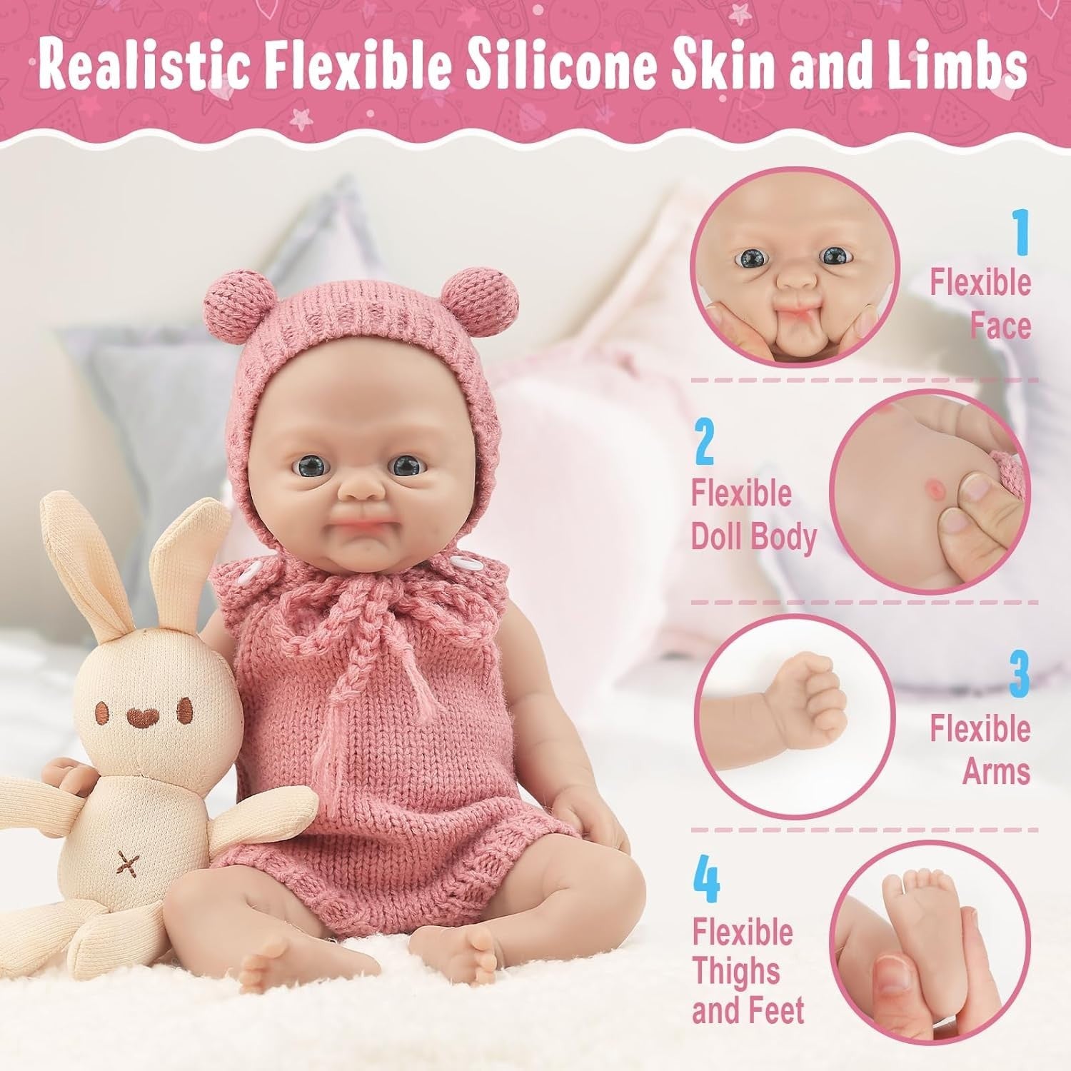 12in Full Silicone Baby Doll Lifelike Newborn Weighted Real Feel