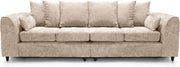 Beige Chenille 4-Seater Sofa with Deep Cushions & Soft Fabric – Family Comfort