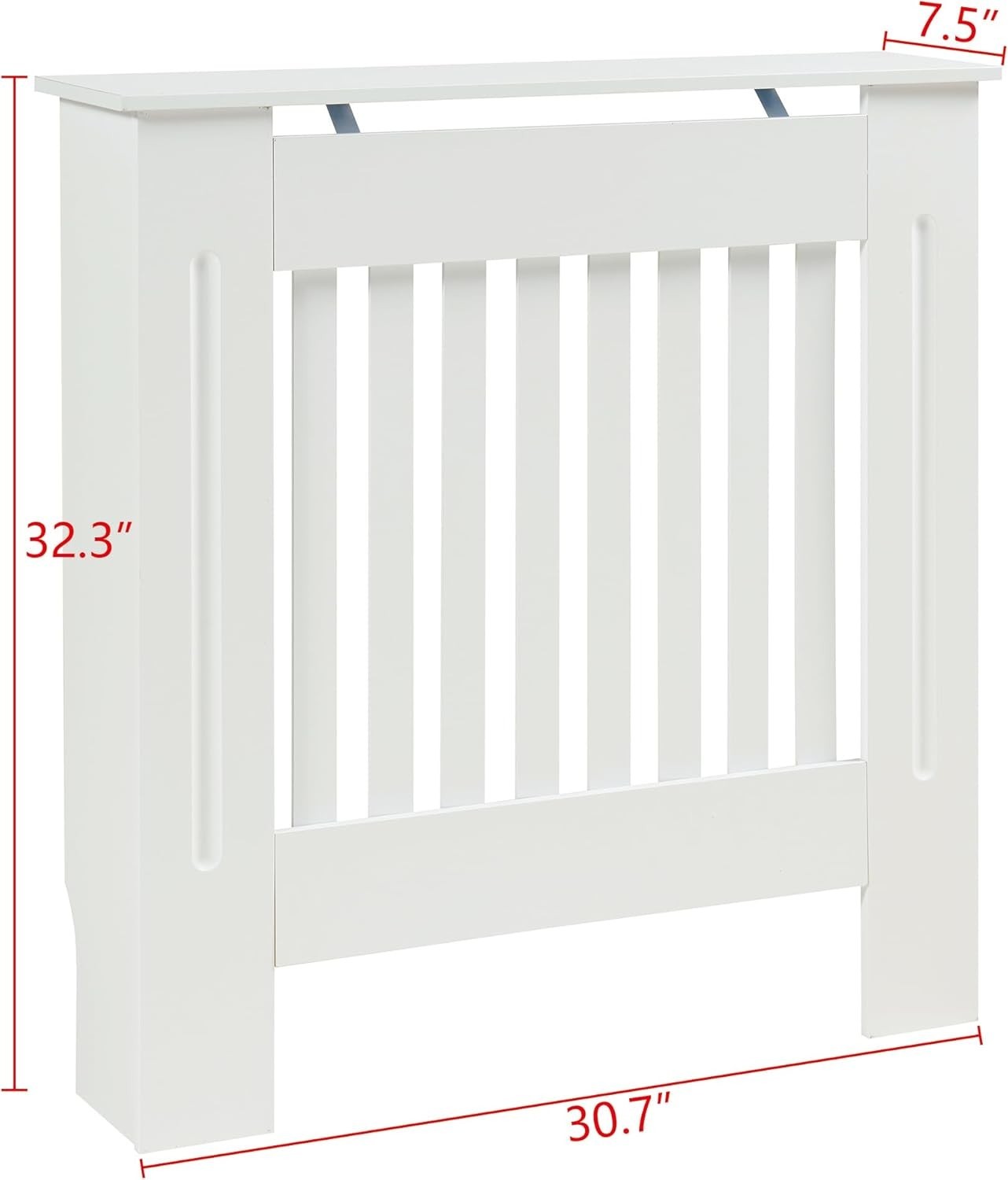 Small White Radiator Cover 78cm Modern Slatted Wood Heating Cabinet Shelf
